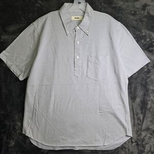 Buck Mason Mens Short Sleeve Polo Shirt Light Blue Button Down Collar
